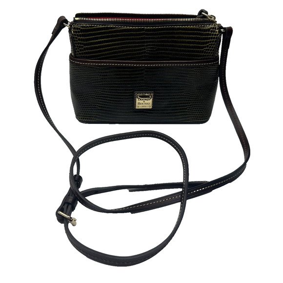 Dooney & Bourke Handbags - Dooney & Bourke Lizard Embossed Letter Carrier Crossbody Leather Adjustable